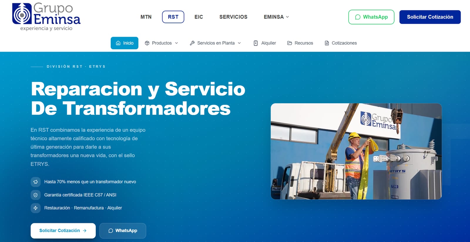 División RST: reparación y servicio de transformadores